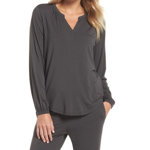 Barefoot dreams luxe milk jersey namaste top gray size small - Picture 1 of 7
